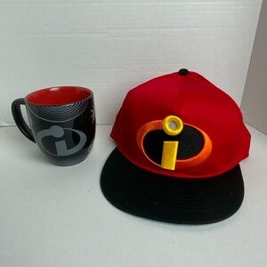 Disney Red and Black Incredibles Hat and Mug Holiday Christmas Gift set